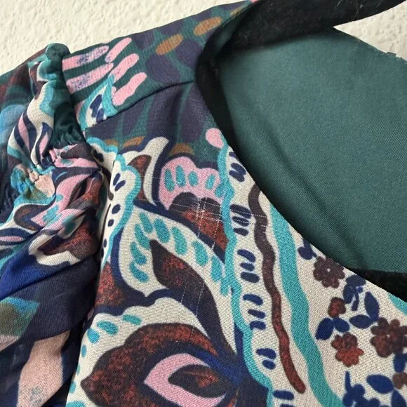 NWT Vince Camuto Mixed Print Puff Sleeve Tiered Maxi Dress Size 2 - Picture 6 of 6